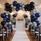 60 Pack 12-Inch Black, Blue & Silver Latex Balloons – Royal Blue, Metallic Blue & Silver Party Balloon Set with Ribbon for Birthday, Baby Shower, Graduation & Event Decorations